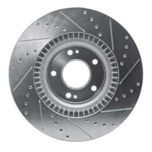 Hyundai Genesis Brake Rotor (1) - Front Left - R1 Concepts - Drilled & Slotted - Silver - `09-`11